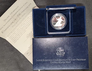 1997 S JACKIE ROBINSON COMMEMORATIVE SILVER DOLLAR PROOF COIN W/ BOX + COA - Picture 1 of 1