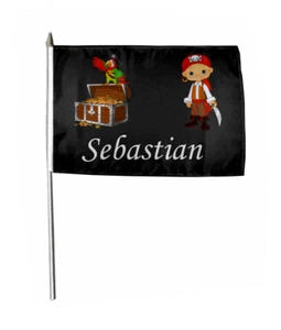 Stockflagge Fahne Flagge Kinder Pirat mit Wunschname 30 x 45 cm - Bild 1 von 1