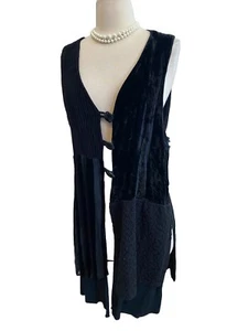Gilet Neil David shabby chic materiali misti vintage taglia L grande bottone zingaro - Foto 1 di 7