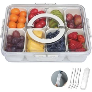 Divided Serving Tray with Lid and Handle, Snackle Box Charcuterie Container - Picture 1 of 5