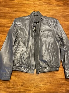 Vintage Bermans Leather Bomber Jacket Mens Size 36 Gray Motorcycle Zip Out Liner - Picture 1 of 17