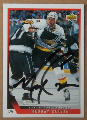 AUTOGRAPHED - Murray Craven Upper Deck #410 Vancouver Canucks 1993 NHL - Image 1 of 2