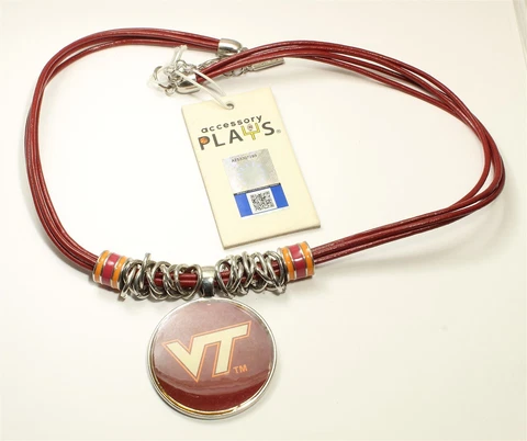 Virginia Tech Hokies Accessory Plays Basketball NCAA Cord Necklace NWT Cover