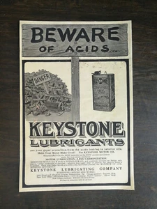 Vintage 1910 Keystone Lubricants Lubricating Company Original Ad 1221 - Picture 1 of 1