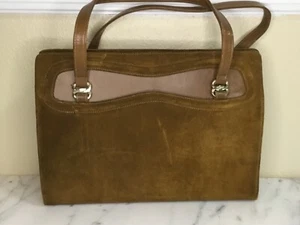 Vintage Andrew Geller Leather & Suede Purse Green Brown EUC! - Picture 1 of 7