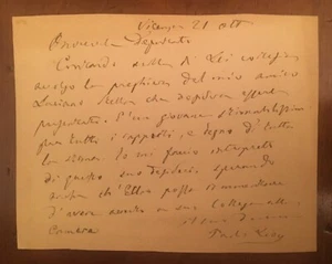 Biglietto autografo di Paolo Lioy - Picture 1 of 1