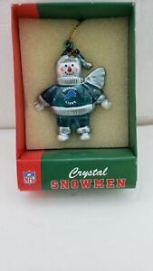 NFL Detroit Lions CRYSTAL SNOWMAN ORNAMENT NEW IN BOX