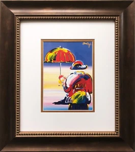 Peter Max "Umbrella Man at Sunset" PERSONALIZADO ENMARCADO Impresión Arte POP Psicodélico - Imagen 1 de 3