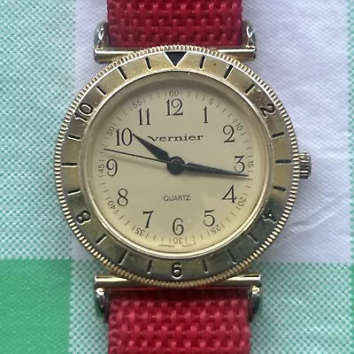Vernier Gold Tone Red Nylon Band Women’s Quartz Watch - Image 1 of 4