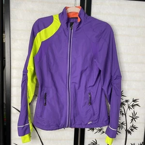 Brooks Running Activewear Jacket Womens Sz Medium Full Zip Purple Long Sleeve - Picture 1 of 5