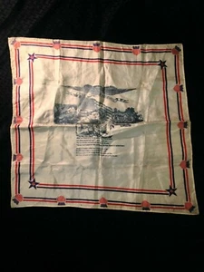 Antiguo pañuelo de seda estampado poema de despedida hombre mujer EE. UU. Bandera de la Primera Guerra Mundial - Imagen 1 de 6