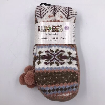 LUK EES Muk Luks Slipper Sox Acrylic Knit Socks w/ Grip Women's Size S/M 5-7 - Image 1 of 4