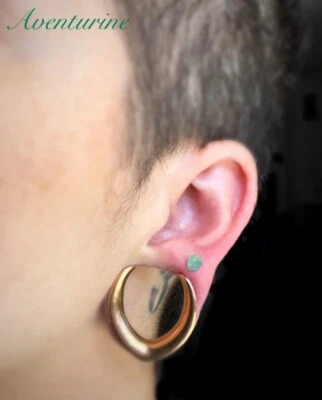 Pendientes Aventurina Verde Acero Quirúrgico Sensativo Cristal Foto 1 de 4