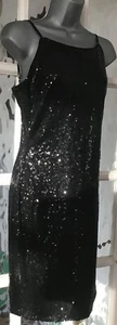 BNWT BOOHOO BLACK SEQUIN SCOOP BACK EVENING PARTY DRESS SIZE 12 #534 21AP - Picture 1 of 10