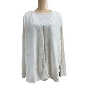 Carolyn Taylor Damen 2XL Pullover Pulli mit angenähtem Tank weiß bestickt - Bild 1 von 11