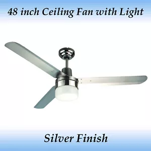 Fias Sparky 3 blade 48 inch Stainless Steel Blade Ceiling Fan with Light - Picture 1 of 3