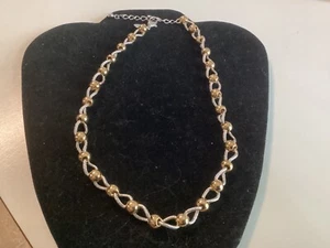 Kenneth Jay Lane Silber Seil und Gold Perlen Halskette - Bild 1 von 2