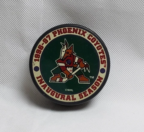 NHL Official Phoenix Coyotes 1996-97 Inaugural Season Hockey Puck! Cover