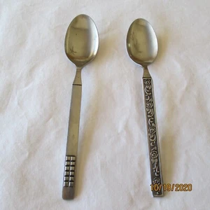 VINTAGE National Stainless Costellano US United Silver Co STAINLESS SPOON 2 ROSE - Picture 1 of 6