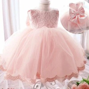 Lace Flower Tulle Baby Girl Dress Wedding Easter Infant Bridesmaid Baptism Dress - Picture 1 of 12