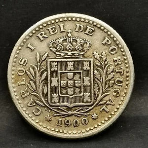 50 REIS 1900 CHARLES Ier PORTUGAL / CUPRONICKEL - Picture 1 of 2