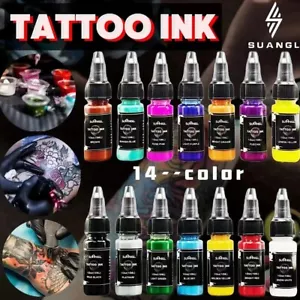 14pcs Eternal Tattoo Ink Set 14 Colors Set 1oz 15ml Permanent See Professional - Picture 1 of 7