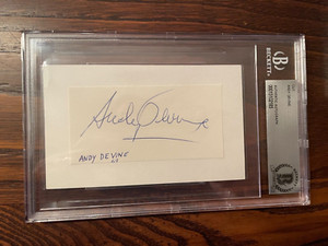 1967 ANDY DEVINE ACTOR ANDY GRIFFITH SIGNED CUT ON INDEX CARD BECKETT