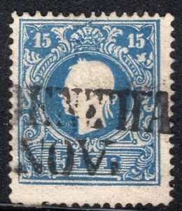 AUSTRIA 1858/9 FRANCOBOLLO Sc. #11 TIPO II USATO CANCEL LINEARE - Foto 1 di 2