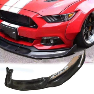 R style REAL Carbon Fiber Front Bumper Lip Spoiler For Ford Mustang 15-17 - Picture 1 of 7