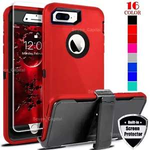 Funda resistente a prueba de golpes para iPhone 6 7 8 Plus con clip para cinturón + protector de pantalla - Imagen 1 de 18