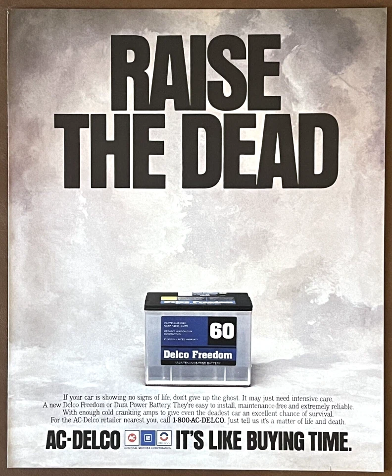 Vintage AC-Delco PRINT AD Raise The Dead Delco Freedom 60 Its Like Buying Time - Image 1 of 1