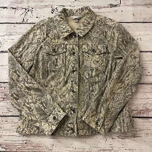 Christopher & Banks Women’s Size Large Denim Snake Print Jacket - Picture 1 of 9