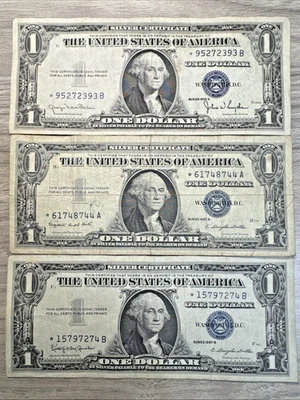Lot of Three US Silver Certificate STAR NOTES , 2X 1957, 1x 1935 *** - Image 1 of 4