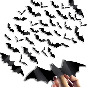 56Pcs Bats Wall Decor Halloween Decorations 3D Bats Realistic PVC Bat Sticker - Picture 1 of 5