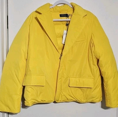 Polo Ralph Lauren Womens Water-Repellent Down Jacket Yellow Size Med NWT Defects - Image 1 of 4