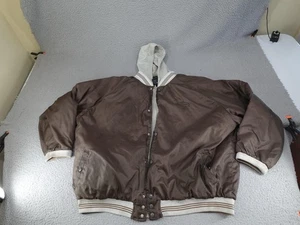 Vintage Team Realtree Jacket Mens 3XL Brown Bomber Quilted Lined Hooded Button - Picture 1 of 17
