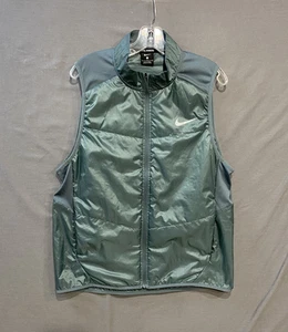 Nike Running Vest Mens Large Full Zip Reflective Windbreaker Puffer Pocket Blue - Picture 1 of 12