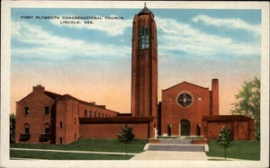 Lincoln Nebraska Primera Iglesia Congregacional de Plymouth campanario postal sin usar - Imagen 1 de 2