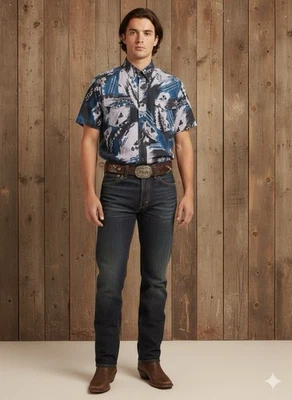 Vintage Wrangler Cowboy Cut 15.5 Shirt USA Aztec Western Short Sleeve - Image 1 of 4