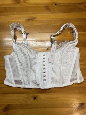 New Victoria’s Secret DREAM ANGELS Unlined Lace-Up Corset Top White Shell XL NWT - Image 1 of 4