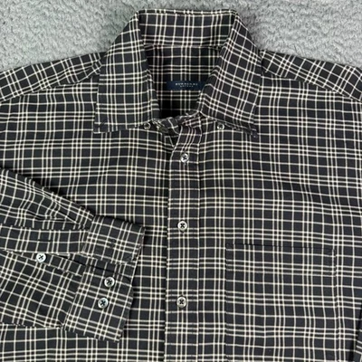 Burberry London Shirt Mens L Black Plaid Check Button Down USA Made Dress - Image 1 of 4