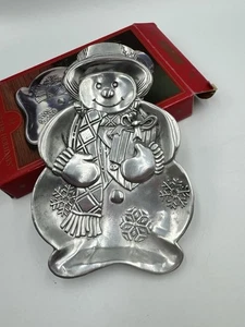 Home for the Holidays Snowman Silver Tone Metal Candy Dish The May Co 1999 W/Box - Picture 1 of 21