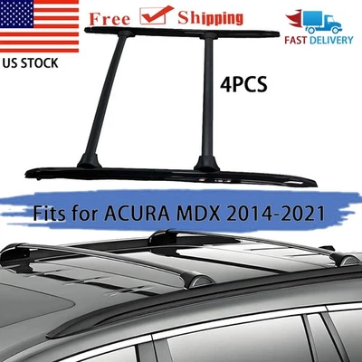 Barras transversales de carga de aluminio para riel lateral de techo 4 piezas para Acura MDX 2014-2021 Foto 1 de 4