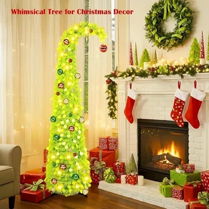 Grinch Weihnachtsbaum grün Monster Weihnachtsdeko mit 15 Kugellichtern & Hangin - Bild 1 von 6