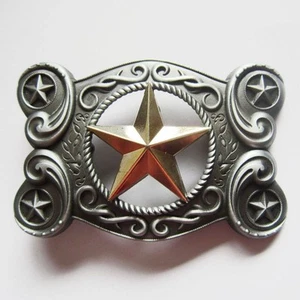 STAR TEXAS COWBOY WESTERN GOLD SILVER RODEO BELT BUCKLE - Picture 1 of 2