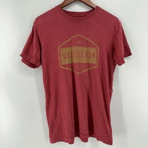Camicia grafica Quicksilver taglia S rossa girocollo maglietta surf oro logo unisex CA - Foto 1 di 6