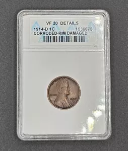 1914-D Lincoln Wheat Cent | ANACS VF20 Details - Picture 1 of 4