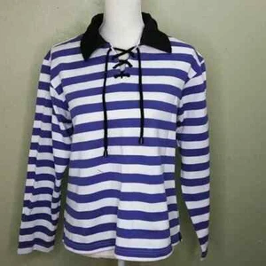 GV Sport Vintage gestreiftes French Terry Top mit Schnürausschnitt - L - Bild 1 von 6