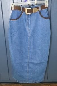Vintage Denim langer Jeansrock XS S Rockabilly Country Western Coastal Cowgirl - Bild 1 von 6
