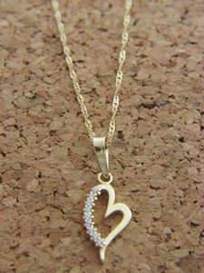 Real 14kt Gold Heart Pendant Necklace & Solid 14k gold Rope 18inch Chain - Picture 1 of 9